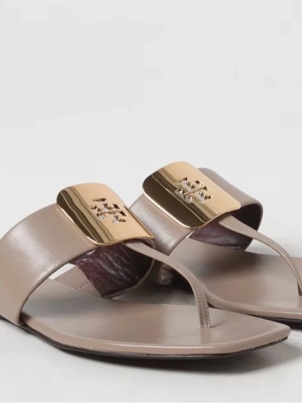 Tory Burch Blush Leather Sandals with Gold Logo